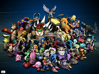animal blonde_hair blue_eyes bowser brown_hair captain_olimar charizard child crossover diddy_kong donkey_kong donkey_kong_(series) donkey_kong_country elf facial_hair falco_lombardi family_computer_robot fire_emblem fox_mccloud game_&amp;_watch gen_1_pokemon gen_4_pokemon highres ice_climber ice_climbers ike_(fire_emblem) ivysaur jigglypuff kid_icarus king_dedede kirby kirby_(series) link long_hair lucario lucas_(mother_3) luigi mario mario_(series) marth_(fire_emblem) metal_gear_(series) metroid monkey mother_(series) mother_2 mother_3 mr._game_&amp;_watch multiple_boys mustache ness_(mother_2) nintendo olimar pikachu pikmin_(creature) pikmin_(series) pit_(kid_icarus) pointy_ears pokemon pokemon_(creature) princess_peach princess_zelda samus_aran sega sheik solid_snake sonic_(series) squirtle star_fox super_mario_bros._1 super_smash_bros. the_legend_of_zelda toon_link wario warioware yoshi