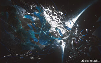 2girls absurdly_long_hair absurdres artist_name boots commentary dinned dress english_commentary floating floating_hair full_body fur-trimmed_sleeves fur_trim greyscale hair_ribbon highres jacket knee_boots long_dress long_hair long_sleeves miniskirt monochrome multiple_girls musical_note open_clothes open_jacket original planet ribbon sample_watermark shards skirt skirt_rise sleeves_past_wrists sparkle spot_color musical_staff treble_clef very_long_hair watermark weibo_watermark