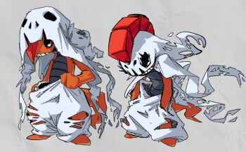 1other adjusting_clothes adjusting_pants clothes_grab colored_sclera colored_skin facing_to_the_side gen_5_pokemon grey_background hands_in_pockets hood hood_up hoodie leaning_forward lizard mega_pokemon mega_scrafty mohawk nintendo noiiizuu orange_hair orange_skin pants pokemon pokemon_(creature) pokemon_focus scrafty shedding shedding_skin solo teeth torn_clothes torn_hood torn_hoodie torn_pants torn_skin white_hood white_pants wind yellow_sclera