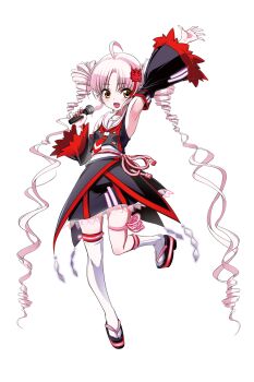 1girl :d ahoge arm_up armpits asymmetrical_legwear bare_shoulders black_dress black_sleeves buttons detached_sleeves double-breasted dress drill_hair fang full_body hair_ornament highres holding holding_microphone long_hair microphone multicolored_hair necktie official_art onikko_hunter_tsuina-chan oohenri_saki open_mouth orange_eyes parted_bangs pink_hair pointy_ears red_necktie red_sleeves red_streaks sailor_collar sandals second-party_source see-through_dress_layer short_necktie skin_fang sleeveless sleeveless_dress smile socks solo standing standing_on_one_leg streaked_hair synthesizer_v tabi thigh_strap thighhighs tie_clip transparent_background tsuina-chan tsuina-chan_(sv) twin_drills two-tone_sleeves very_long_hair voiceroid white_sailor_collar white_socks white_thighhighs zouri