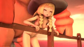 1girl 3d animal_penis animated animated_gif bestiality blonde_hair braid breasts breasts_apart closed_eyes cloud cowboy_hat devilscry gen_7_pokemon hat hooves horse horse_penis large_penis leaning_forward lillie_(pokemon) looping_animation medium_breasts mudsdale nintendo nipples nude outdoors penis pokemon pokemon_sm public_indecency sex sky small_areolae small_nipples tagme uncensored vaginal z-ring zenra