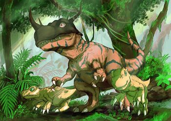 Rule 34 | agumon, digimon, digimon (creature), digimon adventure, digimon card game, dinosaur, forest, greymon, nature, plant, tree, vines