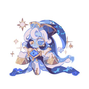 1boy androgynous black_cloak black_hair blue_cloak blue_eyes blue_hair blue_hat blue_skin bright_pupils brooch chibi chibi_only cloak closed_mouth colored_eyelashes colored_skin commentary cookie_run cookie_run:_kingdom full_body gold_shoes gold_trim gradient_hair hair_between_eyes hat heterochromia jewelry long_hair long_sleeves looking_at_viewer male_focus mismatched_eyelashes mismatched_pupils monocle multicolored_hair official_alternate_costume official_alternate_hairstyle pants reed shadow_milk_cookie shadow_milk_cookie_(sage_of_truth) shoes simple_background sleeves_past_fingers sleeves_past_wrists smile solo sparkle standing star_(symbol) symbol-only_commentary two-sided_cloak two-sided_fabric white_background white_hair white_pants white_pupils wizard_hat yellow_eyes