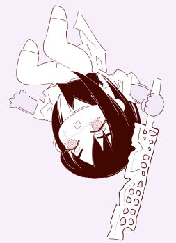 1girl chainsaw_man chibi chibi_only deer60868637 facial_scar holding holding_sword holding_weapon jacket long_hair monochrome open_mouth pants scar scar_on_cheek scar_on_face scar_on_nose shirt solo sword weapon yoru_(chainsaw_man)