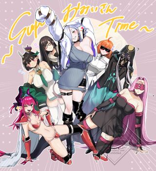 ... 1boy 6+girls ? absurdres ahoge armor armored_boots arms_up asclepius_(fate) asclepius_(first_ascension)_(fate) bare_shoulders bikini_armor biscione_(fate) biscione_(second_ascension)_(fate) black_boots black_dress black_gloves black_hair black_jacket black_serafuku black_shirt black_shorts black_skirt black_thighhighs blindfold blue_eyes blue_lips blush blush_stickers boots breaker_gorgon breasts brown_hair cape choker cleavage closed_eyes collar collarbone collared_dress crossed_bangs crown curled_horns detached_collar detached_sleeves dragon_girl dragon_horns dragon_tail dress earrings elbow_gloves elizabeth_bathory_(brave)_(fate) elizabeth_bathory_(fate) eyeliner facial_mark fate/grand_order fate_(series) fingernails forehead forehead_mark fujimaru_ritsuka_(female) fujimaru_ritsuka_(female)_(decisive_battle_chaldea_uniform) gauntlets glasses gloves green_eyes green_jacket grey_dress grey_hair grey_horns grin hair_over_one_eye hairband highres hiyayaako hoop_earrings horns jacket jewelry kurohime_(fate) large_breasts layered_gloves long_hair long_sleeves looking_at_viewer makeup medium_breasts medusa_(fate) medusa_(rider)_(fate) mini_crown mrs._snake_(fate) multicolored_hair multiple_girls navel neckerchief necktie off_shoulder one_eye_closed open_clothes open_mouth orange_hair parted_bangs pauldrons pink_hair plague_doctor_mask pointy_ears purple_hair red_armor red_eyes sailor_collar scar scar_across_eye scar_on_face school_uniform serafuku shirt short_dress short_hair short_shorts shorts shoulder_armor sidelocks skirt small_breasts smile strapless strapless_dress streaked_hair sunglasses sweater sweater_dress tail tassel thigh_boots thighhighs very_long_hair watermark white_cape white_dress white_hair white_jacket white_sailor_collar white_thighhighs yellow_eyes