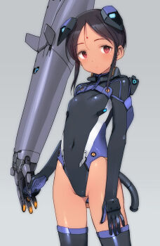 aesha_krishnam anal_beads anal_tail black_hair breasts butt_plug closed_mouth covered_navel dark-skinned_female dark_skin facial_mark fake_tail forehead_mark highleg impossible_clothes impossible_leotard indian leotard looking_at_viewer mecha_pilot_suit paid_reward_available plugsuit_(evangelion) red_eyes sex_toy shimada_fumikane short_hair_with_long_locks simple_background sky_girls small_breasts tail thighhighs