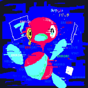 bird blue_background corruption duck error_message evolution gen_2_pokemon gen_4_pokemon highres nintendo panjandoramu pixelated pokemon pokemon_(creature) porygon-z porygon2
