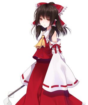 Rule 34 | 1girl, ascot, bare shoulders, bow, brown hair, collared shirt, commentary request, cowboy shot, crote, detached sleeves, frilled hair tubes, frilled shirt collar, frills, gohei, hair bow, hair ornament, hair ribbon, hair tubes, hakurei reimu, half-closed eyes, highres, japanese clothes, large variant set, long skirt, long sleeves, looking at viewer, nontraditional miko, orange eyes, parted lips, red bow, red shirt, red skirt, ribbon, ribbon-trimmed sleeves, ribbon trim, shirt, short hair, skirt, skirt set, sleeve ribbon, sleeveless, sleeveless shirt, sleeves past fingers, sleeves past wrists, socks, solo, standing, tachi-e, touhou, transparent background, variant set, wide sleeves, yellow ascot
