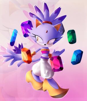 1girl animal_ears animal_nose blaze_the_cat cat_ears cat_girl cat_tail chaosc0ntr0l claws eyelashes fire forehead_jewel furry furry_female gem jewelry looking_to_the_side pants pink_tank_top ponytail purple_fur pyrokinesis red_gemstone shoes sol_emerald sonic_(series) tail tank_top white_pants yellow_eyes yellow_shoes zoom_layer