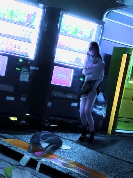 1girl after_rape black_hair breasts cleavage cum cum_on_body disorder! female_focus full_body highres long_hair medium_breasts outdoors school_uniform solo standing tagme