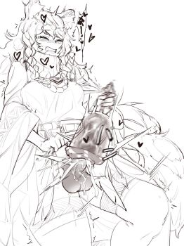 1futa animal_ear_fluff animal_ears arknights artificial_vagina bell braid clenched_teeth closed_eyes cum dress erection futanari futanari_masturbation greyscale hair_between_eyes highres hitobashira_(1746164306) holding long_hair long_sleeves masturbation monochrome penis pramanix_(arknights) sex_toy simple_background snow_leopard_ears solo teeth testicles thighhighs uncensored white_background wide_sleeves x-ray