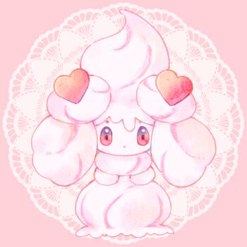 alcremie commentary_request full_body gen_8_pokemon kuro-suke looking_at_viewer nintendo no_humans pokemon pokemon_(creature) pokemon_focus solo