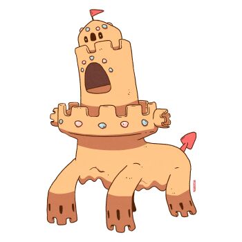 alternate_form expressionless full_body gen_7_pokemon highres meme nintendo no_humans original_form_pokemon_(meme) palossand parody pedro_larez pokemon pokemon_(creature) simple_background solo standing what