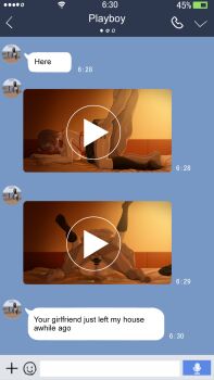 Rule 34 | 1boy, 1girl, all fours, ass, bar censor, bed, bikini, black bean, black legwear, boy on top, breasts, breasts out, brown hair, cellphone, censored, chat log, clothes lift, commentary request, condom, deep penetration, doggystyle, english text, erection, from side, halterneck, hard-translated, hetero, highres, indoors, legs up, lying, mating press, netorare, nude, on back, original, penis, phone, fake phone screenshot, play button, pussy, red bikini, sex, sex from behind, short hair, skirt, skirt lift, smartphone, speech bubble, swimsuit, testicles, text messaging, third-party edit, timestamp, translated, used condom, vaginal, video (object), viewfinder