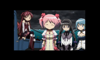 4girls ^_^ akemi_homura akemi_homura_(magical_girl) anime_coloring antenna_hair arms_behind_back artist_request bare_shoulders black_border black_bow black_capelet black_hair black_hairband black_shirt black_thighhighs black_wrist_cuffs blue_eyes blue_gemstone blue_hair blue_shirt blue_skirt boots border bow bow_choker bowtie braid breasts buttons cape capelet car carnival center_frills chest_jewel choker circus_tent cleavage cleavage_cutout closed_eyes closed_mouth clothing_cutout cloud cloudy_sky collarbone collared_cape collared_capelet collared_dress cowboy_shot detached_sleeves diamond_button dot_nose dress fortissimo frilled_dress frilled_shirt_collar frilled_sleeves frills full_body game_cg gem glasses grey_sleeves hair_bobbles hair_bow hair_ornament hairband hairclip happy high_collar kaname_madoka kaname_madoka_(magical_girl) knee_boots layered_sleeves light_blush long_hair long_sleeves looking_at_viewer low_twin_braids magia_record:_mahou_shoujo_madoka_magica_gaiden magical_girl mahou_shoujo_madoka_magica medium_dress miki_sayaka miki_sayaka_(magical_girl) miniskirt motor_vehicle multiple_girls musical_note musical_note_hair_ornament official_art on_car outdoors pink_bow pink_dress pink_gemstone pink_hair pink_skirt pleated_skirt ponytail puffy_short_sleeves puffy_sleeves purple_bow purple_bowtie purple_capelet purple_eyes red-framed_eyewear red_boots red_bow red_choker red_dress red_eyes red_gemstone red_hair sakura_kyoko sakura_kyoko_(magical_girl) shirt shirt_under_dress short_dress short_hair short_sleeves short_twintails sitting skirt skirt_under_dress sky sleeveless sleeveless_dress smile square_neckline standing stomach_cutout stomach_jewel storm tareme thighhighs truck tsurime twin_braids twintails two-tone_capelet two-tone_shirt very_long_hair waist_bow white_cape white_dress white_shirt white_sleeves wrist_cuffs