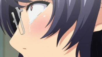 1girl ahegao animated animated_gif bdsm black_hair bondage bound breasts dildo dildo_harness discreet_vibrator glasses hakaba hakaba_(dairiseki) harness koukai_benjo large_breasts lowres masturbation nipple_stimulation nipples no_bra panties purple_eyes red_eyes screencap sex_toy short_hair stealth_masturbation takamine_chika tears underwear vibrator vibrator_on_nipple vibrator_under_clothes vibrator_under_panties