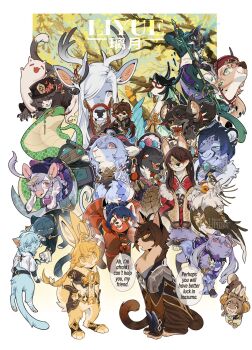 aether_(genshin_impact) animal animalization baizhu_(genshin_impact) beidou_(genshin_impact) bell bird black_fur blue_eyes blue_fur boo_tao_(genshin_impact) brown_eyes brown_fur cat chimera chongyun_(genshin_impact) closed_eyes closed_mouth clothed_animal deer earrings english_text everyone eyepatch face_piercing gaming_(genshin_impact) ganyu_(genshin_impact) genshin_impact ghost glasses green_eyes grey_cat grey_eyes grey_fur grin half-closed_eyes height_difference heyitspegkat highres hooves horns hu_tao_(genshin_impact) hyena jewelry keqing_(genshin_impact) llama looking_at_another ningguang_(genshin_impact) no_humans nose_piercing nose_ring one_eye_covered orange_eyes otter piercing pink_eyes purple_fur qiqi_(genshin_impact) rabbit red_eyes red_fur red_panda ring_piercing serval shenhe_(genshin_impact) smile snake snow_leopard xiangling_(genshin_impact) xianyun_(genshin_impact) xiao_(genshin_impact) xingqiu_(genshin_impact) xinyan_(genshin_impact) yanfei_(genshin_impact) yaoyao_(genshin_impact) yelan_(genshin_impact) yellow_eyes yellow_fur yun_jin_(genshin_impact) zhongli_(genshin_impact)