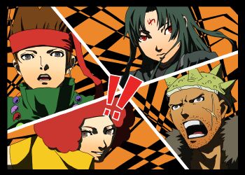 Rule 34 | !, !!, 4boys, afro, all-out attack, arc the lad, arc the lad ii, beard stubble, brown hair, commentary request, cross scar, crossover, dragon quest, dragon quest viii, e-canvas, elc (arc the lad), facial hair, facial mark, fire emblem, fire emblem: path of radiance, flint (pokemon), forehead mark, grey eyes, long hair, male focus, multiple boys, nintendo, open mouth, parody, parted lips, persona, persona 4, pokemon, pokemon dppt, red eyes, red hair, scar, scar on face, soejima shigenori (style), soren (fire emblem), stubble, yangus