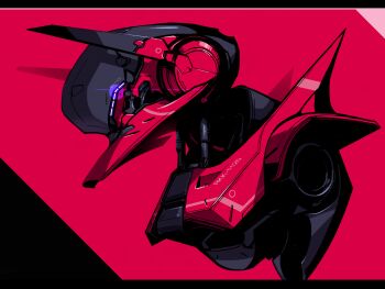Rule 34 | abstract background, armor, from side, highres, mecha, mecha focus, multicolored background, original, red armor, robot, solo, upper body, xkl3001
