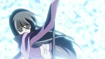 1girl animated black_hair breasts fasalina gunxsword large_breasts long_hair pole_dancing solo tagme video