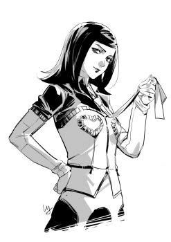 1girl amano_maya breasts closed_mouth greyscale highres liangjushuang lips long_hair looking_at_viewer monochrome necktie persona persona_2 simple_background solo white_background