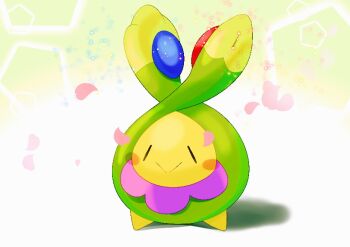 blush_stickers budew closed_mouth commentary_request full_body gen_4_pokemon light_particles nintendo no_humans omega_takai petals pokemon pokemon_(creature) shadow smile solo