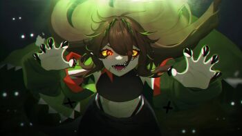 1girl animated beastiez colored_sclera female_focus fingernails kairyu_crocodile long_hair looking_at_viewer red_eyes scar setermd sharp_fingernails sharp_teeth slit_pupils solo tagme teeth underwater video virtual_youtuber yellow_sclera