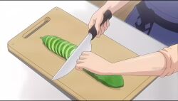 Rule 34 | 1girl, animated, breasts, chopping, cutting board, food, fujiwara mitsue, highres, ikusei, sound, tagme, video
