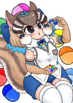 Rule 34 | chipmunk costume, chipmunk ears, chipmunk girl, chipmunk tail, edamamezooooo, kemono friends, kemono friends v project, multicolored hair, ribbon, short hair, siberian chipmunk (kemono friends), virtual youtuber