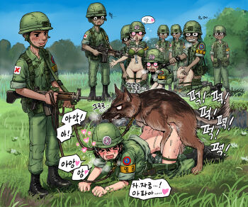 animal_collar army bdsm bestiality collar dog doggystyle female_soldier gogocherry group_sex korean_commentary lay leash military military_uniform sex sex_from_behind sex_slave slave translation_request