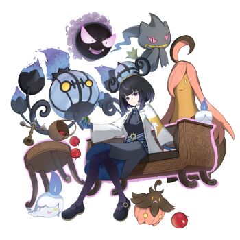 absurdres banette gastly gen_1_pokemon gen_3_pokemon gwynn_(pokemon) highres mokuren4 nintendo pokemon pokemon_(creature) pokemon_legends:_z-a simple_background white_background