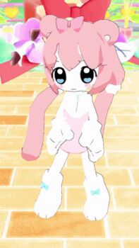 1girl animal_ears animated animated_gif blue_eyes bow chromu gloves hair_bow indie_virtual_youtuber long_hair paw_gloves paw_shoes pink_hair solo twintails virtual_youtuber