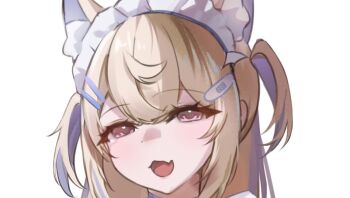 1girl animal_ears blonde_hair blue_hair dog_ears dog_girl fang fuwawa_abyssgard hashtag-only_commentary hololive hololive_english long_hair maid_headdress multicolored_hair open_mouth pink_eyes simple_background skin_fang sobbi11 solo streaked_hair thumbnail_collage two-tone_hair two_side_up upper_body virtual_youtuber white_background