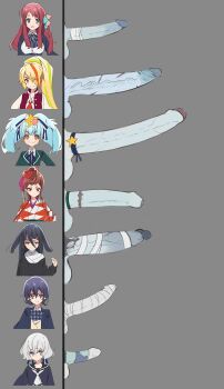 6+futa absurdres bandaged_neck bandaged_penis bandages black_hair blonde_hair blue_eyes blue_hair blue_skin brown_hair chart closed_mouth colored_skin comparison erection eyes_visible_through_hair foreskin futanari green_hair highres hoshikawa_lily huge_penis konno_junko kushishekku large_penis long_hair long_image looking_at_viewer medium_penis minamoto_sakura mizuno_ai multicolored_hair multiple_futa nikaidou_saki orange_hair parted_lips penis penis_chart penis_comparison penis_ornament penis_size_comparison phimosis ponytail red_eyes scar short_hair simple_background small_penis smile stitches testicles twintails uncensored veins veiny_penis white_hair yamada_tae yuugiri_(zombie_land_saga) zombie zombie_girl zombie_land_saga