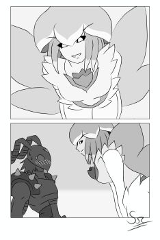 Rule 34 | blush, digimon, digimon (creature), digimon xros wars, flower, lilamon, looking at another, monster girl, petals, plant girl, smile, srshadow5536, stingmon