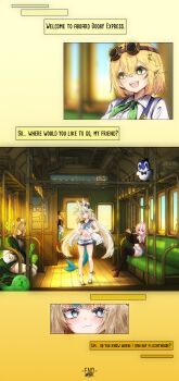 Rule 34 | :3, absurdres, animal ears, bare shoulders, blonde hair, blue hair, book, bow, brown hair, cat ears, cross, dokibird, dokibird (bounty hunter), dooby, dress, dress shirt, english text, engrish text, goggles, goggles on head, green dress, green eyes, grey hair, hair bow, hair intakes, hair ornament, hairclip, hat, highleg, highleg panties, highres, hikimayu, indie virtual youtuber, innertube, innertube hair ornament, long hair, low twintails, maid headdress, medium hair, mint fantome, multicolored hair, mumble (shachimu), namie, nasterro, navel, nimi nightmare, nurse cap, open mouth, panties, pink eyes, pink hair, ranguage, reading, sameko saba, shirt, shorts, single wrist cuff, sleeping, smile, streaked hair, swim ring, tapir ears, thighhighs, train conductor, train interior, train whistle, twintails, underwear, virtual youtuber, wrist cuffs, yellow eyes