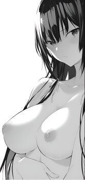 1girl absurdres black_hair blush breasts haite_kudasai_takamine-san highres hiiragi_yuuichi monochrome tagme takamine_takane