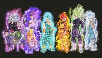 6+boys absurdres alternate_costume alternate_form alternate_hair_color aura back beatlo_(rodrigo38658978) black_background blank_eyes blue_eyes blue_hair bodysuit boots broly_(dragon_ball_super) dougi dragon_ball dragonball_z facial_scar full_body gloves gohan_beast green_hair highres legendary_super_saiyan looking_at_viewer looking_back male_focus multiple_boys muscular muscular_male no_eyebrows pants purple_eyes purple_hair red_eyes red_hair sash scar scar_on_cheek scar_on_face son_gohan son_goku son_goten spiked_hair super_saiyan super_saiyan_blue super_saiyan_god topless_male torn_bodysuit torn_clothes torn_pants trunks_(dragon_ball) ultra_ego_(dragon_ball) ultra_instinct vegeta waist_cape white_eyes white_gloves white_hair wristband