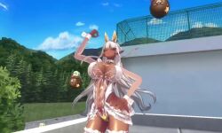 1girl 3d action_taimanin alternate_costume animal_ears animated ass bare_legs bare_shoulders blue_eyes blush bouncing_breasts breasts cleavage curvy dark-skinned_female dark_elf dark_skin eleonor_(taimanin_rpgx) elf fake_animal_ears fingerless_gloves full_body game_cg gloves green_eyes highleg highleg_leotard huge_breasts leotard lilith-soft lingerie long_hair official_alternate_costume playboy_bunny pointy_ears rabbit_ears revealing_clothes running ryona see-through_clothes see-through_leotard shiny_skin smile sound taimanin_(series) underwear very_long_hair video white_hair white_leotard wide_hips