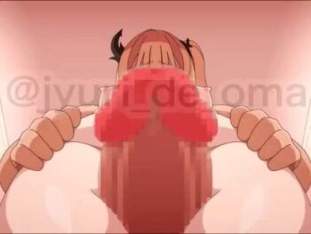 1boy 1girl animated artist_name blonde_hair blunt_bangs blush bouncing_breasts breasts censored character_request completely_nude copyright_request cowboy_shot embarrassed eyelashes from_below hands_on_another's_hips hetero horns indoors jyuri_de_oma long_hair looking_at_penis looking_down lowres medium_breasts mosaic_censoring nipples nude open_mouth penis petite ponytail pussyjob red_eyes side_ponytail single_horn size_difference solo_focus standing tagme thigh_sex thighs video watermark wide_hips