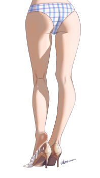1girl absurdres ass commentary_request cum cum_in_footwear from_behind high_heels highres leg_focus lower_body original panties skindentation solo standing thigh_gap thighs underwear white_panties xiaoxi0619