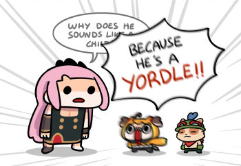 2girls animal_ears chibi english_text gigi_murin goggles hashtag-only_commentary hat highres hololive hololive_english keenbiscuit league_of_legends long_hair mori_calliope multiple_girls open_mouth pink_hair teemo virtual_youtuber