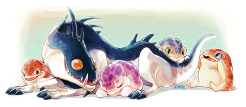 alien babies baby krogan lintufriikki mass_effect_(series) no_humans sleeping tail tumblr tumblr_username varren