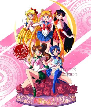 5girls aino_minako ankle_boots bishoujo_senshi_sailor_moon blonde_hair blue_eyes blue_hair boots brown_hair closed_mouth female_focus gloves green_eyes high_heel_boots high_heel_boots high_heels highres hino_rei jewelry kino_makoto knee_high_boots knee_up kneeling leg_up legs long_hair long_legs looking_at_viewer magical_girl mizuno_ami multiple_girls on_one_knee one_knee_up one_leg_lift one_leg_raised ponytail purple_eyes purple_hair sailor_jupiter sailor_mars sailor_mercury sailor_venus sed_mouthearrings short_hair smile sol_lennon standing tsukino_usagi very_long_hair