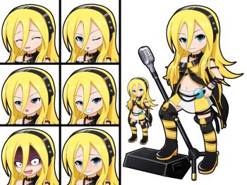 1girl :p animated animated_gif blinking blonde_hair blue_eyes boots chibi multiple_expressions headphones lily_(vocaloid) lipsync_model long_hair mameshiba_(pixiv_59310) microphone microphone_stand music one_eye_closed shaded_face singing thigh_boots thighhighs tongue tongue_out vintage_microphone vocaloid wink