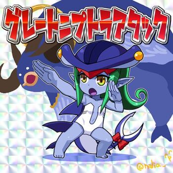 arcana_heart arcana_heart_3 fish_tail green_hair niptra pistrix shark_girl shark_tail tail translation_request