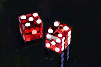 dice highres no_humans object_focus original painterly reflective_surface translucent twulfs