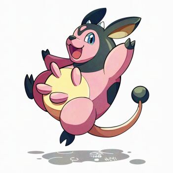 blue_eyes gen_2_pokemon hooves looking_at_viewer miltank mistray-art nintendo no_humans numbered open_mouth pokemon pokemon_(creature) signature simple_background solo tail white_background