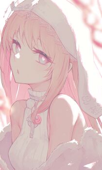 1girl absurdres bare_shoulders blonde_hair blue_eyes bright_pupils commentary_request cross cross_necklace heart heart-shaped_pupils highres jewelry long_hair looking_at_viewer necklace open_mouth original reizouko shirt simple_background solo symbol-shaped_pupils upper_body veil white_background white_shirt