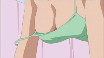 00s 10s 1girl animated animated_gif bouncing_breasts breasts brown_eyes brown_hair cleavage downblouse exercising hinako_(issho_ni_training) issho_ni_training large_breasts lowres no_bra push-ups strap_slip sweat